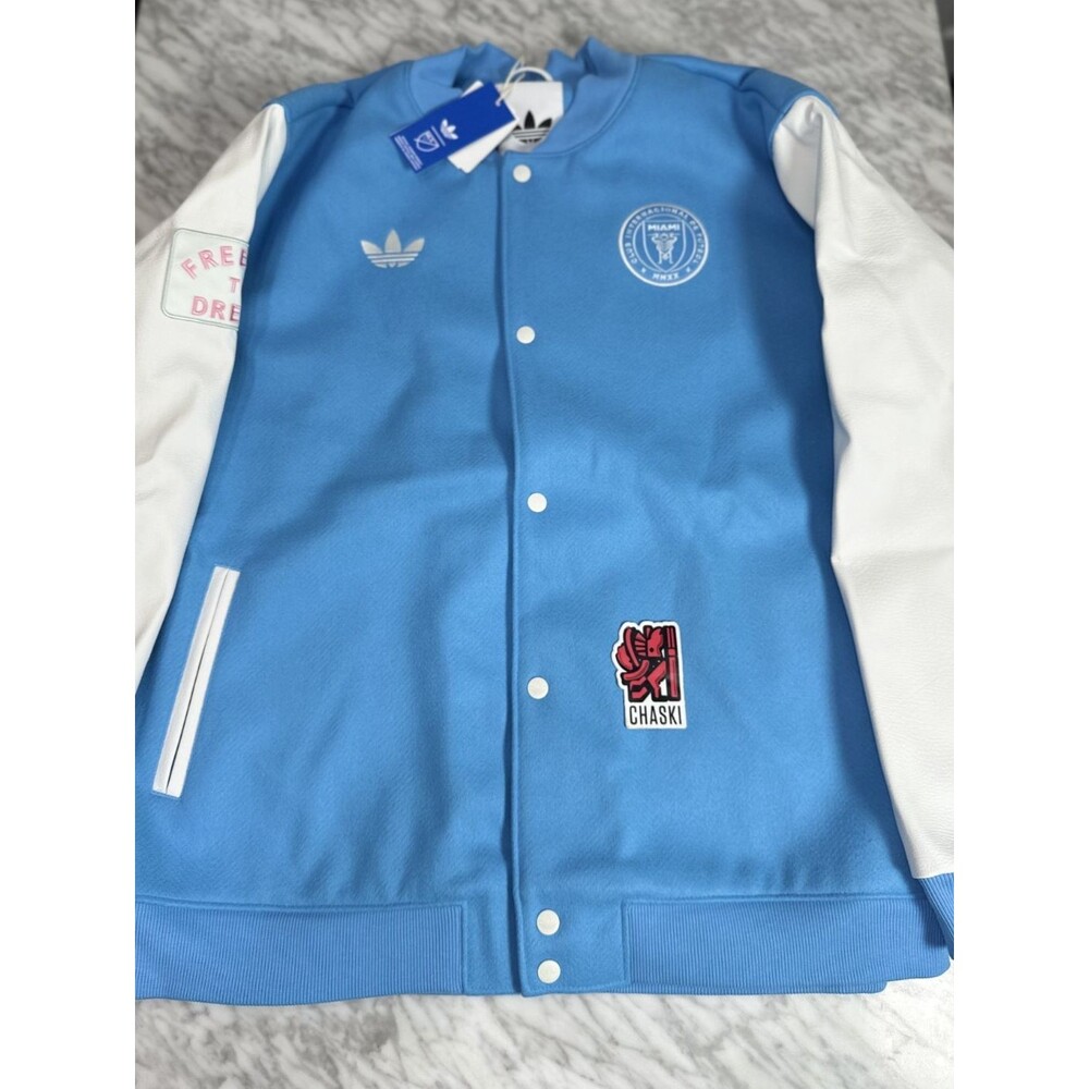 Adidas Originals Semi Blue Burst Inter Miami CF Anthem Bomber Jacket Men's 2XL